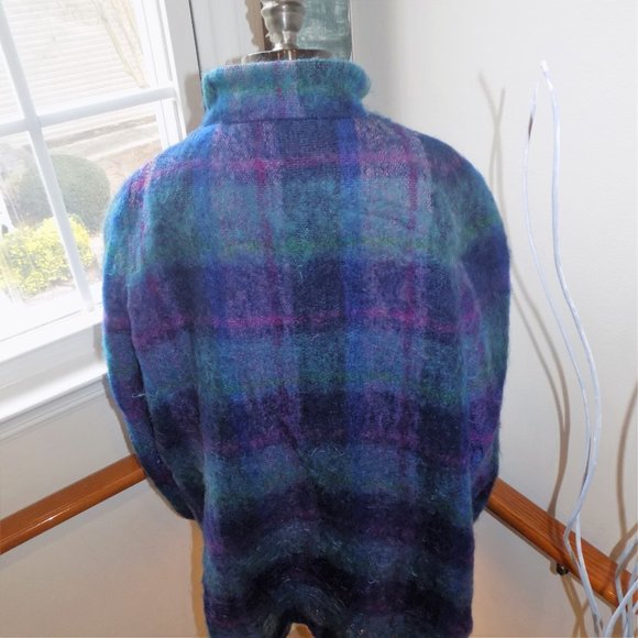 ALORNA Petite Vintage Fuzzy Jacket Coat Purple & Blue Women's Plus Size 16P/1X - Picture 4 of 6